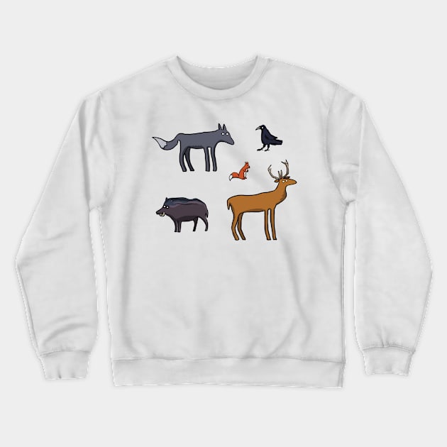 Ancient Briton forest animals Crewneck Sweatshirt by Nigh-designs